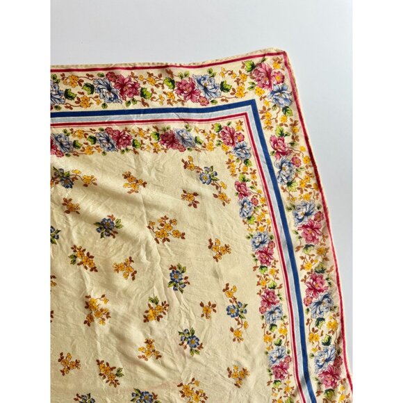 Vintage OSCAR DE LA RENTA Yellow Floral Washed Silk 25" x 25" Square Scarf - Picture 6 of 16